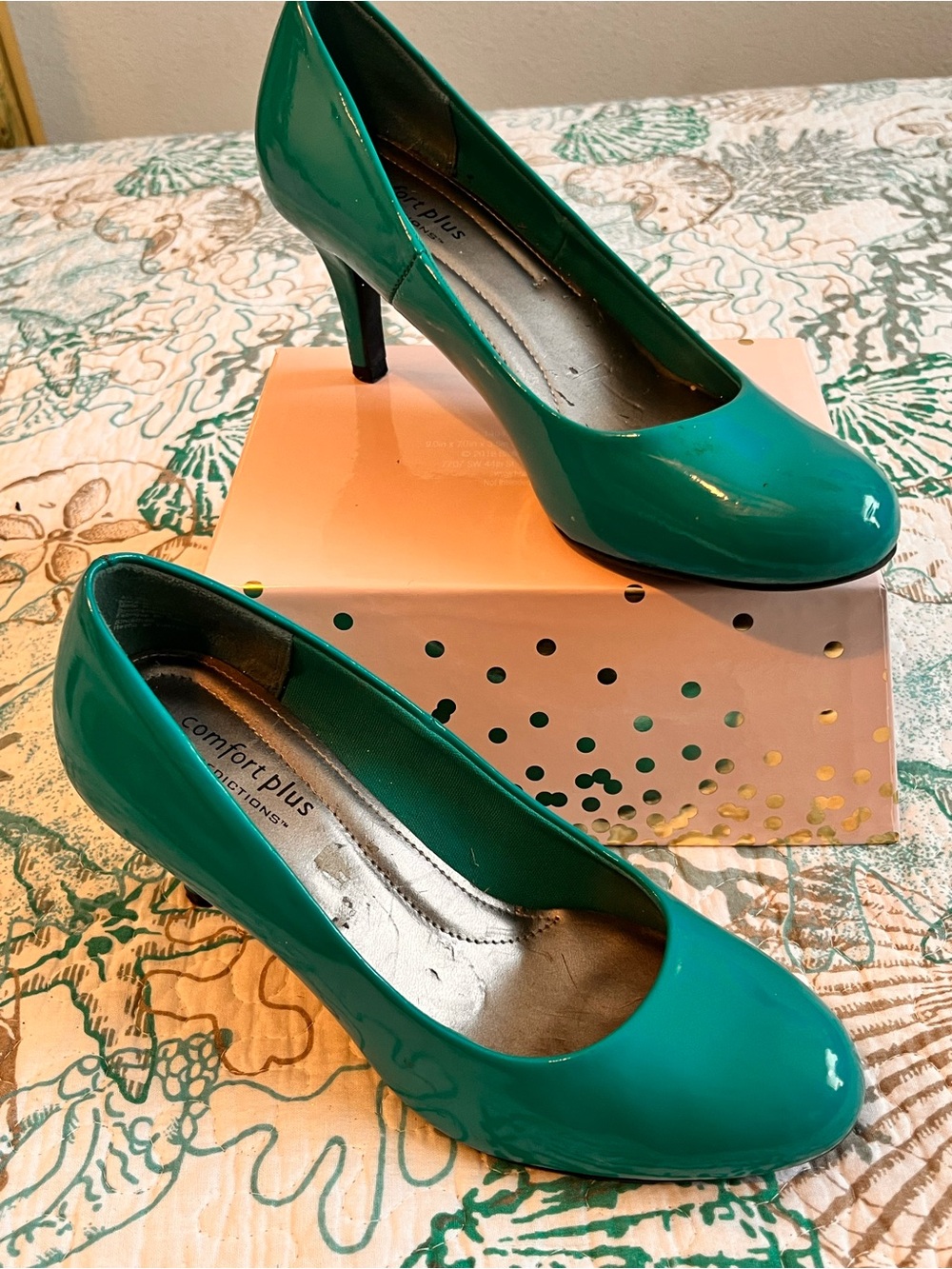 Predictions Teal Patent Round-Toe Pumps - Women's Dress Heels